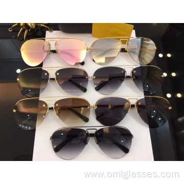 Semi Rimless Oval Sunglasses For Women